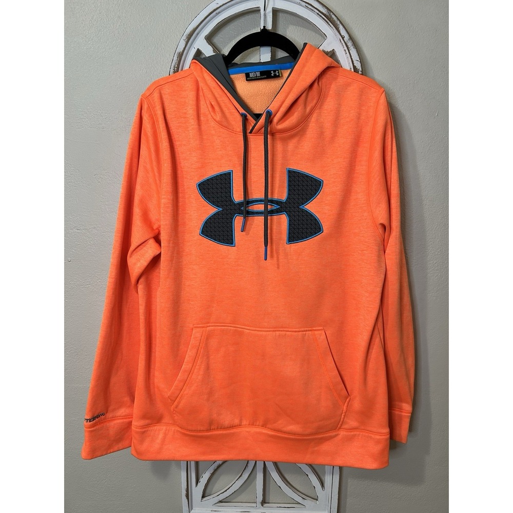 Under Armour Storm Mens Medium Loose Neon orange Pullover Hoodie Sweatshirt